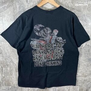 Bike fest black tee shirt with skull and skeleton design Mens Size: XL #skater